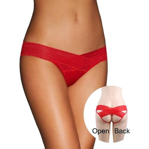 Sexy Panties Women Thong Open Back Plus Size Female Underwear Transparent Black Tanga Low-Rise String Red Briefs M-3XL PS5153