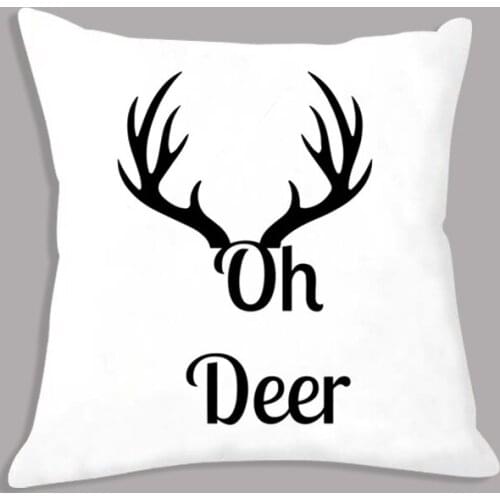 Nordic Cushion Abstract Minimalism Black White Simple Decorative Cushion for Sofa Throw Pillow 45x45cm Coffee Deer Letter Print