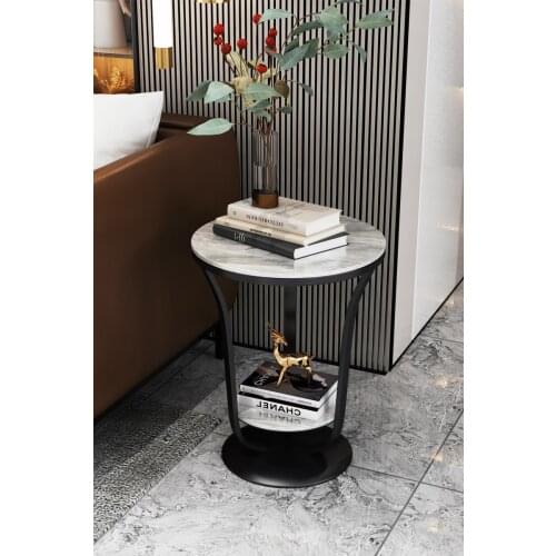 Nordic sofa side a few double-layer rock slab marble seating area a few simple modern balcony small round table