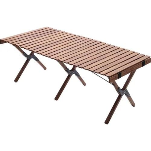 Outdoor Egg Roll Folding Wooden Camping Table Home Garden BBQ Desk Portable Foldable Travel Tables