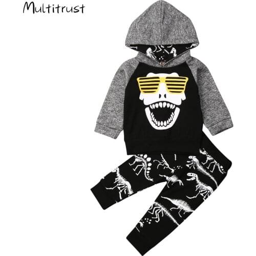 Baby Boys Hooded Sweatshirt + Pants Home Suit Cotton Tracksuit for Newborn Autumn Clothes Set T-Shirt with Dinosaur Camouflage