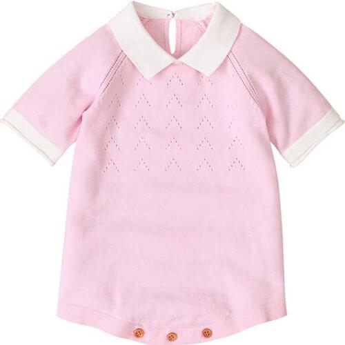 Baby Girls knit Rompers Short sleeve Cotton Rompers Baby Princess Triangle Jumpsuit Toddler Clothing Baby Girl Clothes