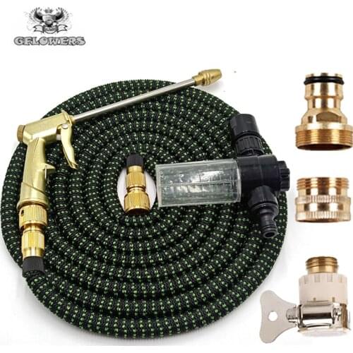 Retractable rubber hose, retractable rubber garden hose, multifunctional spray gun for 25ft-100ft outdoor garden irrigation