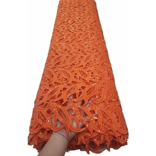 High Quality Nigerian Lace Fabrics Squins cord African Lace Fabric Milk Silk Lace Wedding Guipure Lace Fabric ETB132 YELLOW