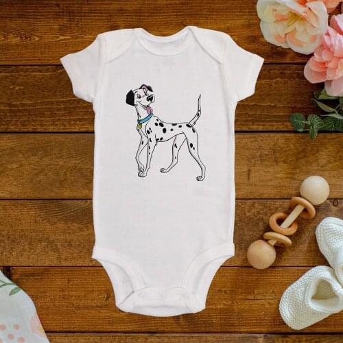 Disney 101 Dalmatians Funny Toddler Clothes New White Casual Cool Streetwear Spotted Dog Infant Jumpsuit Baby Girl Boy Romper