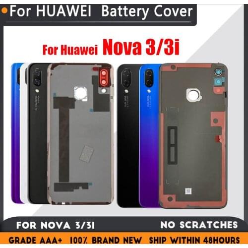 Back Battery Cover Door For Huawei nova 3 PAR-LX1M LX1 LX9 With repair parts,For Huawei nova 3i INE-LX1 Housing Rear Replacement