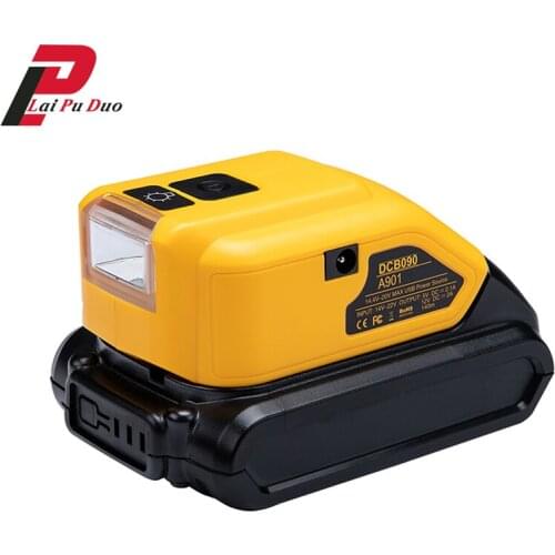 Dual USB Converter Charger For DEWALT 20V Li-ion Battery Converter DCB090 USB Device Charging Adapter Power Supply LED light
