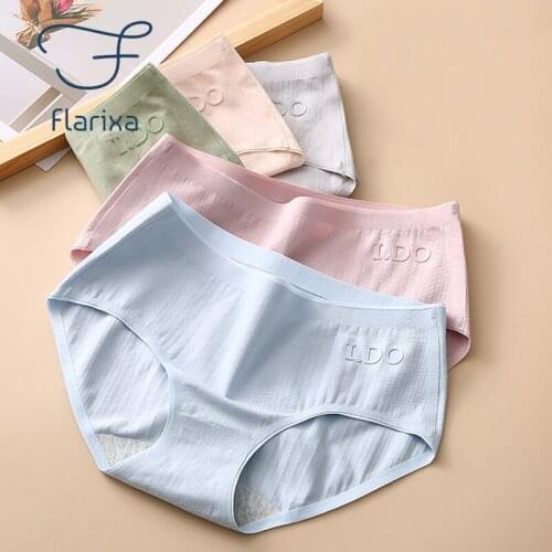 Flarixa Womens Seamless Panties Cotton Briefs Thongs Plus Size Mid Waist Breathable Antibacterial Graphene Girls Sexy Underwear