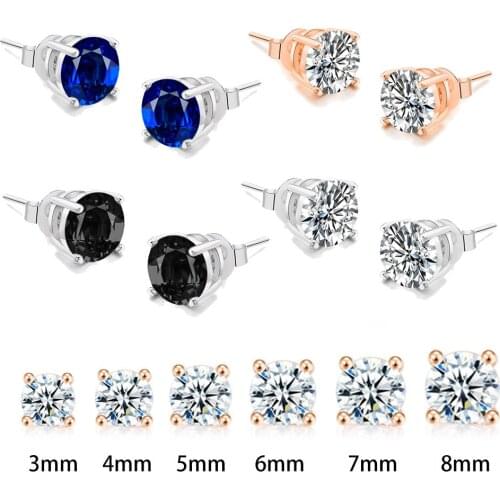 Earrings For Women 4 Claws Clear Zircon Stud Earring for Female Male Various Size Crystals Ear Accessories Earing Jewellry E371