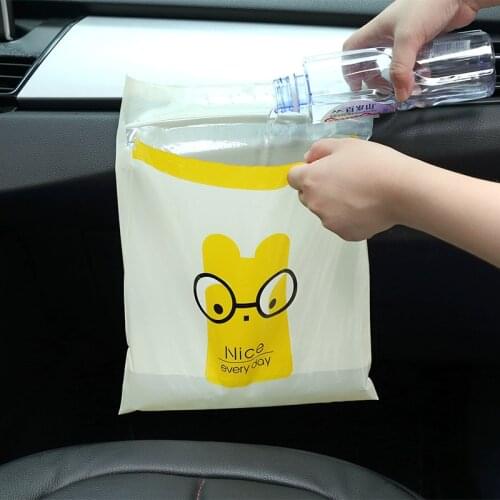 15pcs Cartoon Car Disposable Garbage Bag Adhesive Car Garbage Bag Creative Large Capacity Hanging Storage Bag