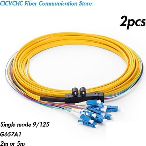 2pcs 12 Cores Ribbon Cable with LC/UPC-Single mode 9/125 G657A1-Branch kit / Optical Fiber Pigtail