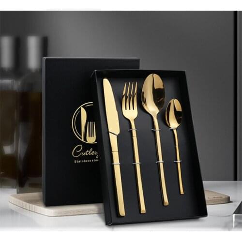 4Pcs/Set Stainless Steel Steak Cutlery Kitchen Fork Knife Spoon Dinner Western Tableware