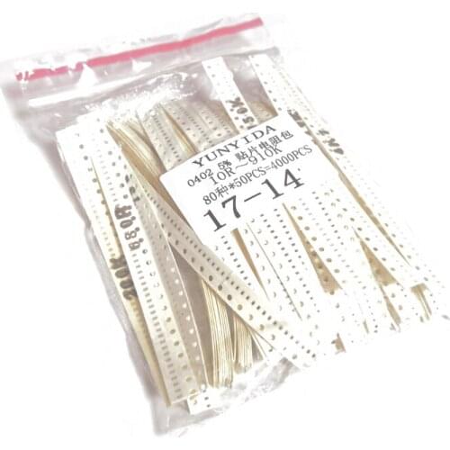 4000pcs 0402 SMD Resistor Kit Assorted Kit 10ohm-1M ohm 5% 80valuesX 50pcs=4000pcs Sample Kit