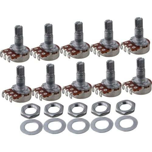 A10k Short Shaft 15mm Linear Pot Guitar Tone Potentiometer for Electric Guitar Set of 10