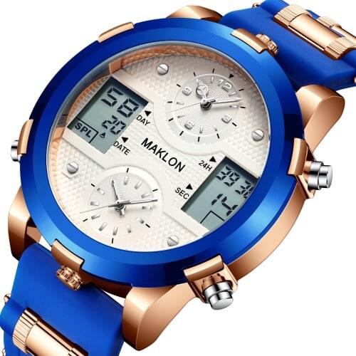 Luxury dual time display business watches swimming sports men watch digital calendar waterproof quartz watch water 50 meters mil