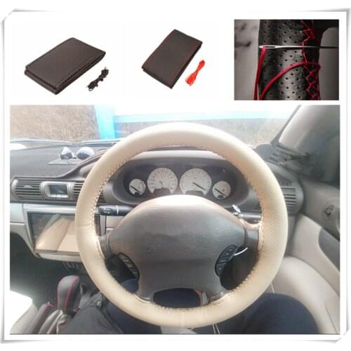 Car shape steering wheel cover knitting hand sewing auto parts for Volkswagen vw Touran 1.4 Fox 1.2 Touareg2 GolfA5 GT
