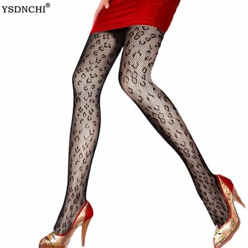 CUHAKCI New Arrival Women Pantyhose Sexy Black Solid Mesh Tight Pattern For Girls Fishnet Stockings Floral Stripe Leopard