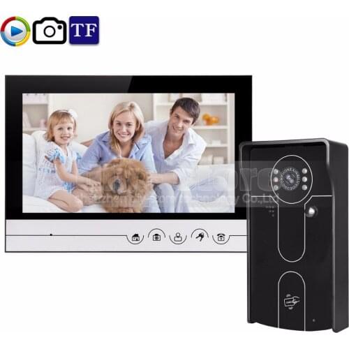 DIYSECUR 9inch Video Record/Photograph Video Door Phone Doorbell Home Security Intercom System RFID Camera IR Night Vision