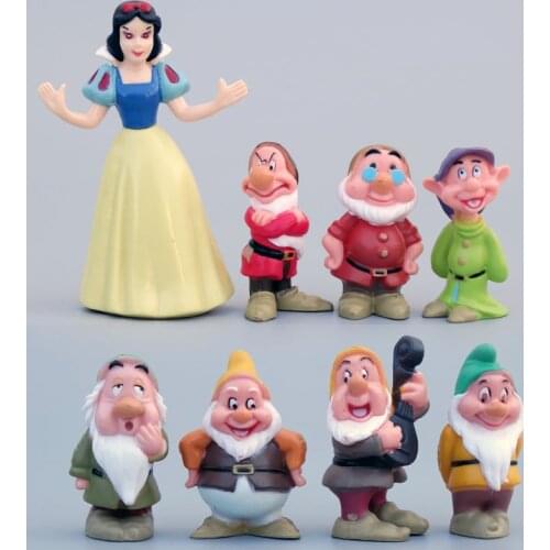 8pcs/lot 4.5cm Princess Cosplay Snow White Princess And The Seven Dwarfs PVC Action Figure Model Doll Toy For Kids Birthday Gift