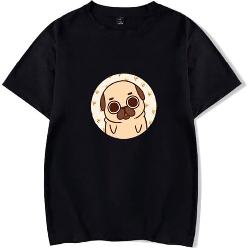 Hot Pug Short Sleeve T Shirt Men Women Fashion Pop t-shirt Mens Summer Cotton Casual Hip Hop Harajuku cute Pug t shirt black