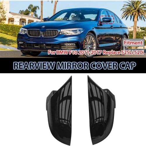2Pcs For BMW F10 525 520 Serie 2011-2017 Rear View Side Mirror Cover Cap Door Side Wing Mirror Covers Rearview Side Mirror Cap