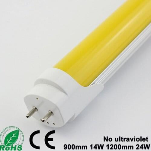 T8 No UV LED tube UV resistant 14W 3ft 900mm 24W 4ft 1200mm yellow lamp For Printing house darkroom lights dust-free workshop