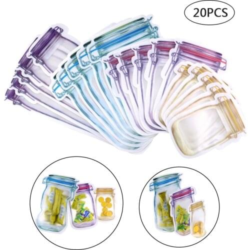 Reusable Mason Jar Bottles Bags Nuts Candy Cookies Bag Seal Fresh Food Snacks Zipper Sealed Kitchen Organizer