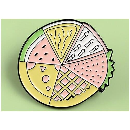 Cartoon Pizza Fresh Fruit Food Platter Pins Watermelon Dessert Lovely Sweet Pendent For Girls Sweater Scarf Coat Bag Jewelry