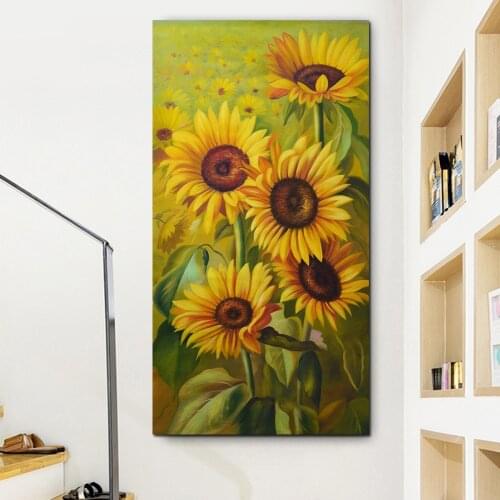 American Style Golden Flower Painting Wall Art Canvas Sunflower Picture Living Room Canvas Poster Print for Bedroom Art Print
