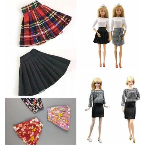 1/6 BJD Doll Clothes Classic Leather Floral Houndstooth Plaided Skirts for Barbie Clothes Outfits 30cm Dolls Accessories Kid Toy