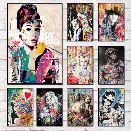 Pop Art Trendy Canvas Art Paintings Graffiti Art Figure Poster and Print Wall Art Picture Living Room Cuadros Home Decoration