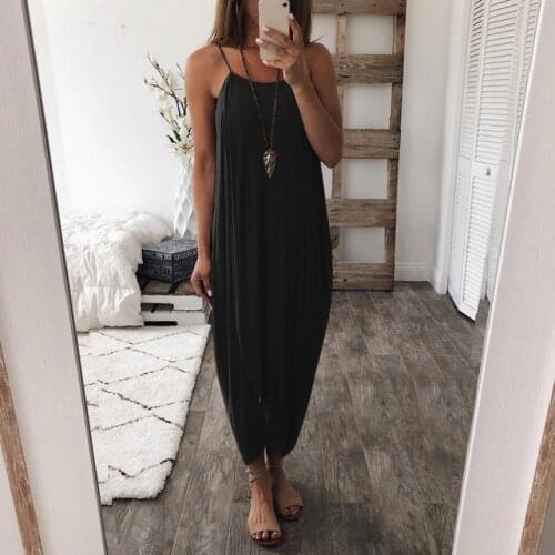 Loose Solid Fashion Dresses Women Summer Straps Sleeveless Dress Elegant Holiday Casual Party Beach dress