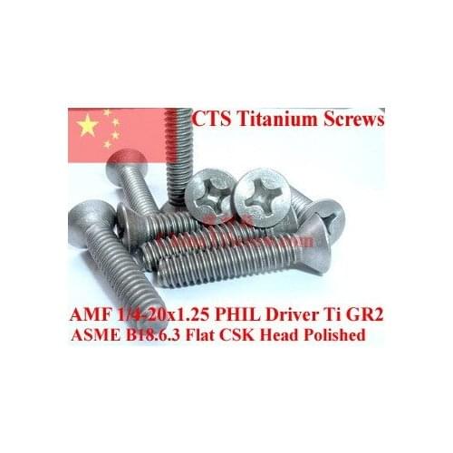 Titanium screws 1/4-20x1.25 Flat Head PHIL Driver Ti GR2 Polished 50 pcs