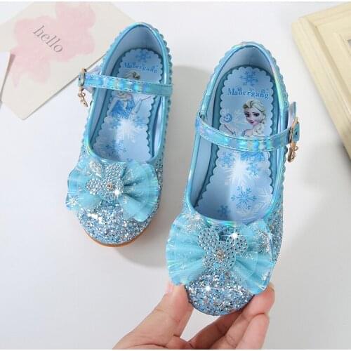Disney Frozen Elsa Shoes for Girls Children Party Dancing Shoes Kids Frozen Princess Sandals Shining Sandals Flat Shoes