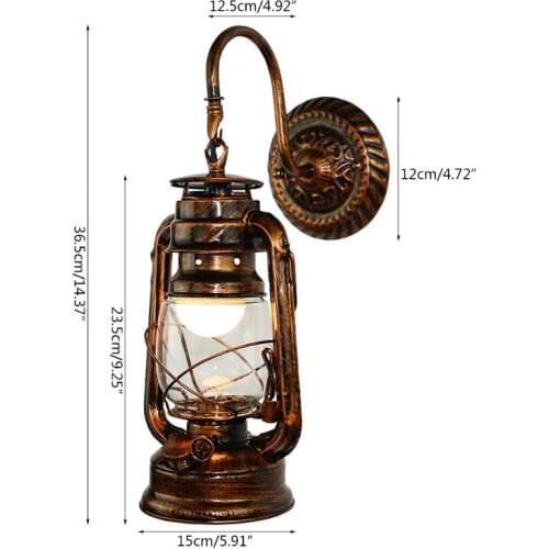 Vintage LED Wall Lamp Retro Kerosene Wall Light Barn Lantern European Rustic Antique Style AXYC