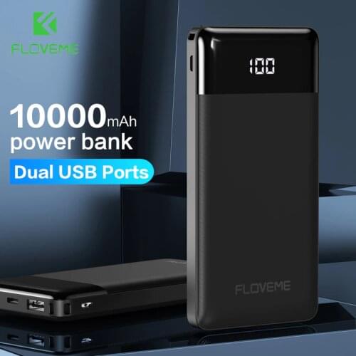 FLOVEME Power Bank 10000mAh Portable Phone External Battery Charger Dual USB Charging Powerbank for iPhone Xiaomi PoverBank