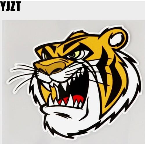 YJZT 13.8CM×11.6CM Tiger Head Roaring Cool Decal Car Sticker PVC 11C-0136
