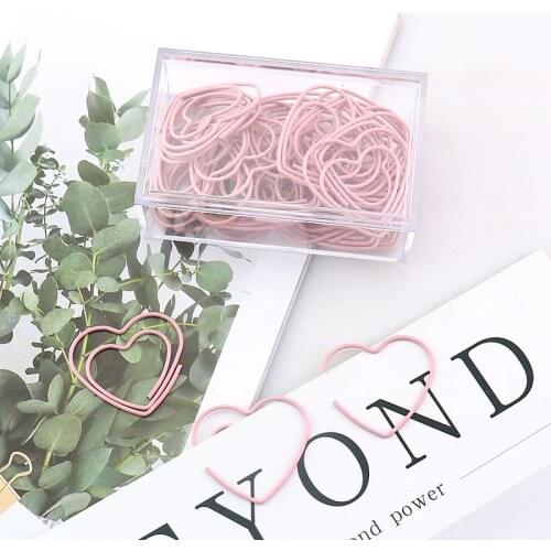 Heart Pin Pink love Heart Modeling Bookmark pink Office Stationery Paper Clips Stationery Kawaii Accessories Heart paperclips