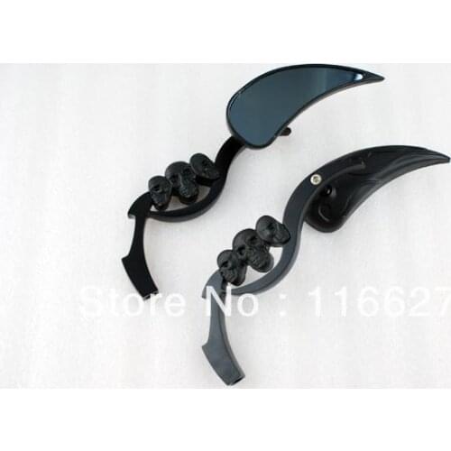 Freeshipping Black 3D Skeleton Skull TearDrop Mirror 8mm 10mm For Honda Rebel Shadow spirit VTX VT CBR 250R 600RR 1000RR