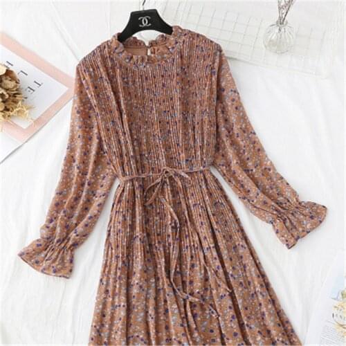 2020 New Spring Round Neck Long Sleeve Solid Black Chiffon Dot Loose Big Size Dress Women Fashion Tide 2-86