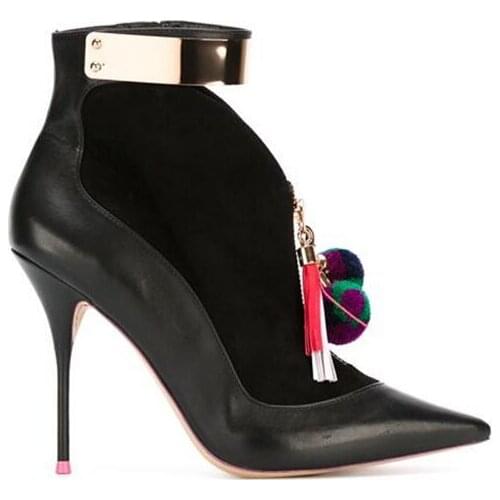 2017 Style Autumn Winter Boots Colorful Ball Metal Deco Women Boots 2016 High Heels Suede Leather Ankle Boots Shoes Woman Botas