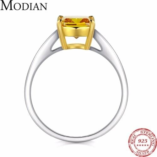 3Ct Modian Classic Design Authentic 925 Sterling Silver Ring Gold White Color Clear Crystal Wedding Engagement Jewelry For Women
