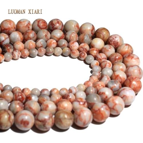 AAA+ Wholesale Red Picasso Round Natural Stone Beads For Jewelry Making Stone DIY Bracelet Necklace 4mm 6mm 8mm 10mm 12mm 15