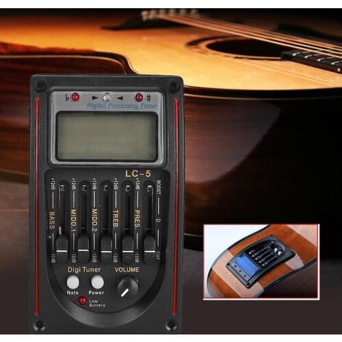 Folk Acoutic Guitar Pickup Preamp LC-5 5 Bands EQ Equalizer Tuner Piezo Pickup Equalizer System Ceramic Pick-up Olume Control
