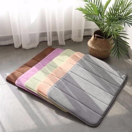 Velvet Fabric Bathroom Shower Mat Non-slip Bath Safety Stripes Rug Absorbent Slip-resistant Pad Memory Foam Floor Carpet