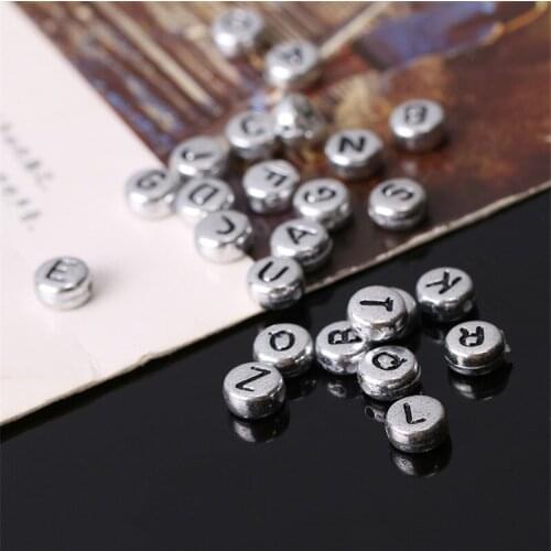 Free Shipping 500pcs 4*7MM Silver Letter Beads Mixed A-Z Characters Plastic Acrylic Alphabet Jewelry Bracelet Spacer Beads