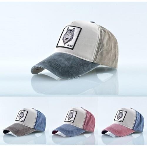 Unisex Outdoor Sports/Travel Cotton Adjustable Sunhat All-match Couple Hats Animal Wolf Embroidered Baseball Cap Hip-Hop Cap