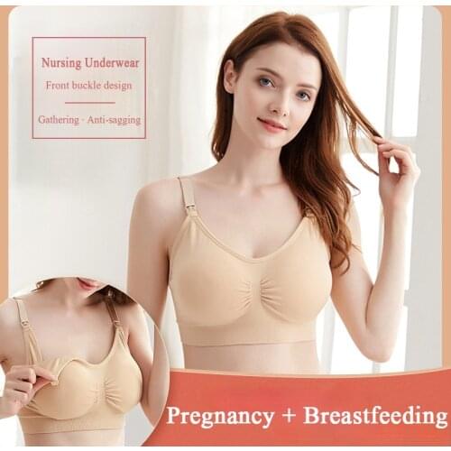 Maternity Bra Wireless Nursing Bra Panty Set Maternity Wear Prevents Sagging Breastfeeding Ladies Breathable Large Size Bra