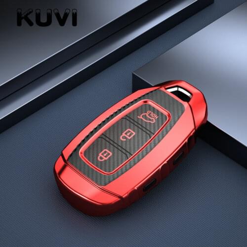 Carbon Grain+TPU Car Key Case For Hyundai i30 Ix35 KONA Encino Solaris Azera Grandeur Ig Accent Santa Fe Palisade 2017 2018