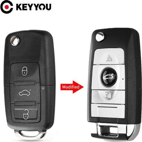 KEYYOU Modified Car Remote Flip Folding Key Shell Case For Volkswagen VW Golf 7 Jetta Passat Beetle Polo Bora Tail Metal Case